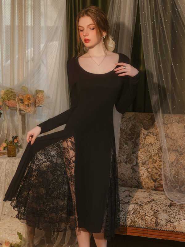 Sense of perspective lace stitching nightdress