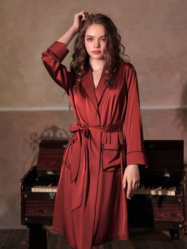 Sexy deep v simulation silk nightgown